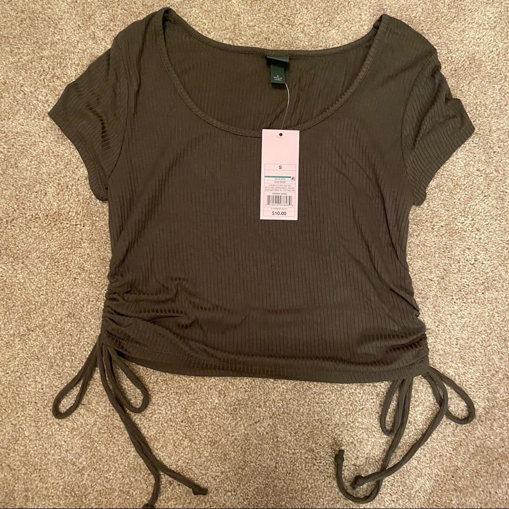 Wild Fable army green crop top with ties on side